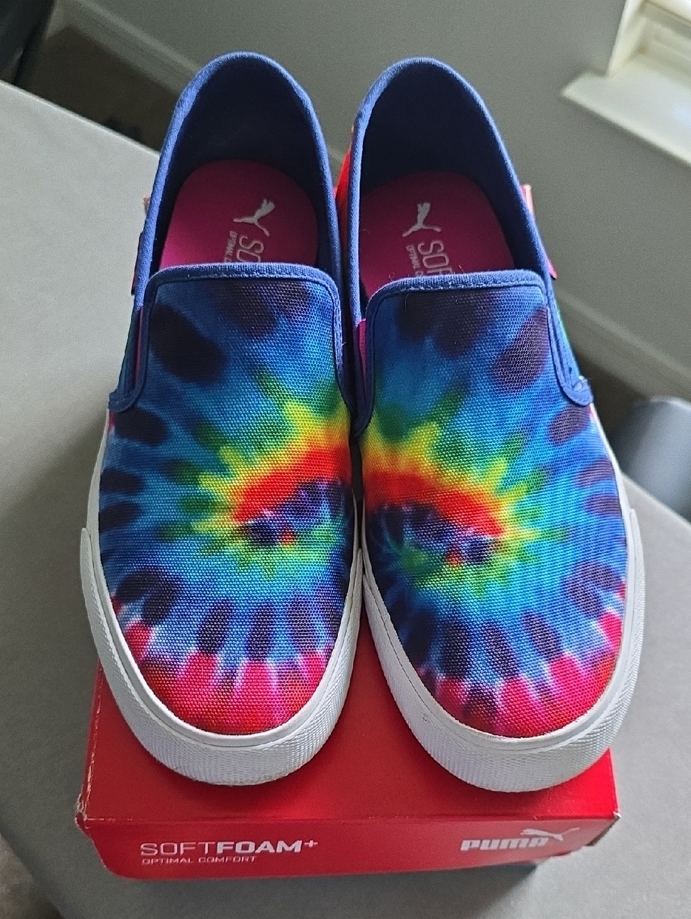 Puma Tie-Dye Slip-On Sneakers - Blue, Pink, Yellow, Green